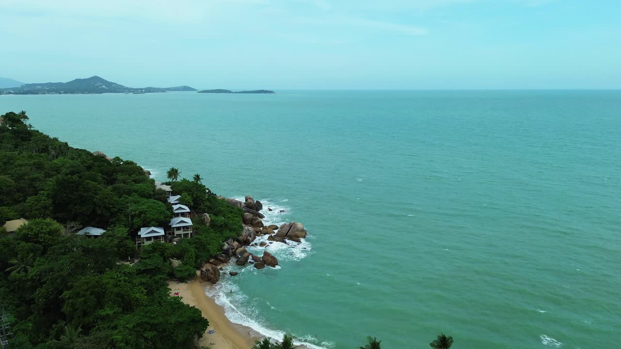 Thailand Koh Samui island beautiful beach travel destination, aerial drone Asia holiday