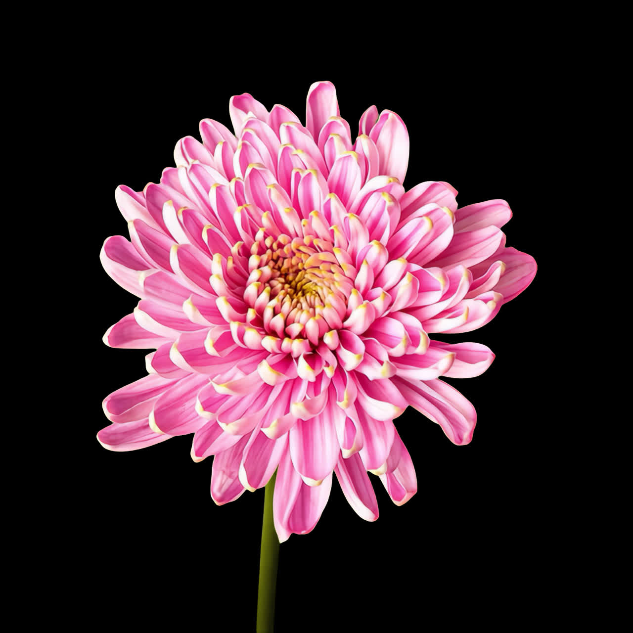 Pink flower animation isolated asset, transparent 4K video, alpha channel, ProRes 4444