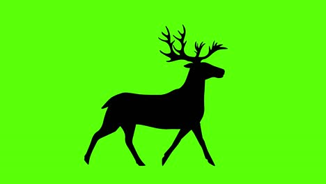 reindeer silhouette green screen animation, seamless loop, cartoon flat