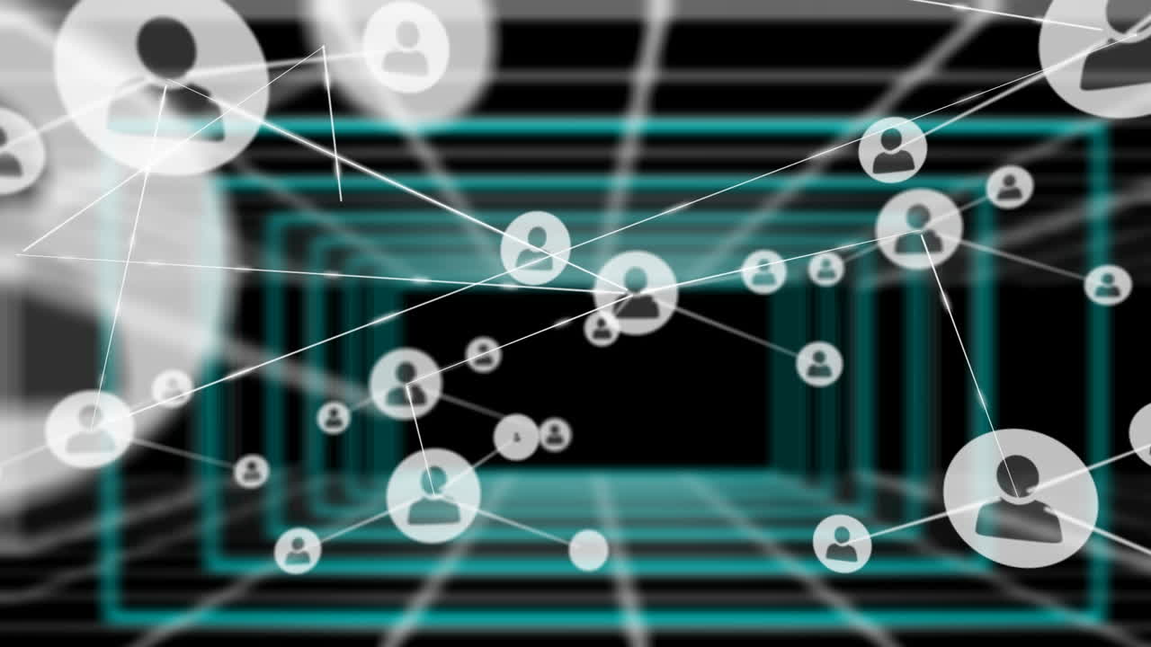 검은색 배경에 연결 네트워크의 애니메이션