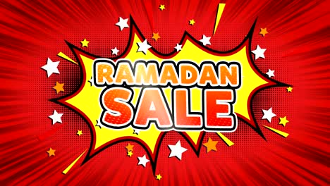 ramadan sale text pop art style comic expression.