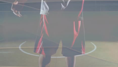 animación del estadio sobre el jugador de baloncesto caucásico.