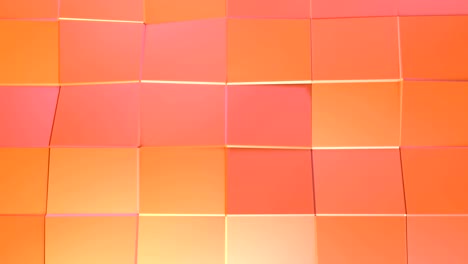 abstract simple pink orange low poly 3d surface as transforming environment. soft geometric low poly motion background of shifting pure pink orange red polygons. 4k fullhd seamless loop background