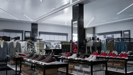 interior of brand new fashion clothes store