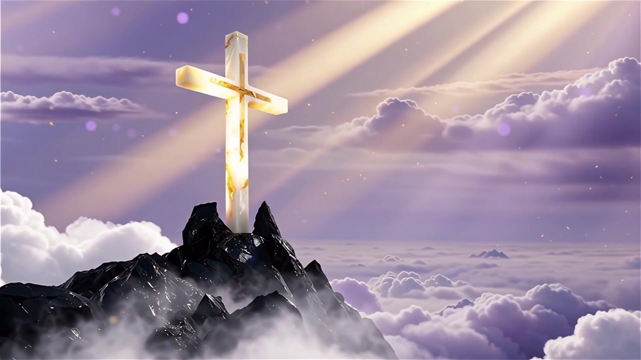Christian Cross Heavenly Light Worship Background