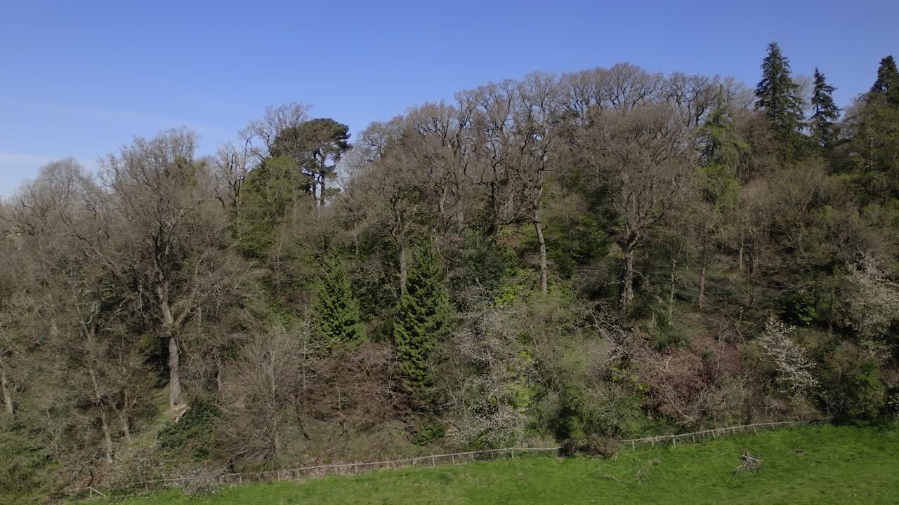 North Cotswold Wooded Valley Side Spring Season Aerial Kiftsgate Court Gardens Colour Graded