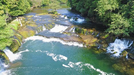 panoramic aerial view of natural waterfall, krka river, zuzemberk