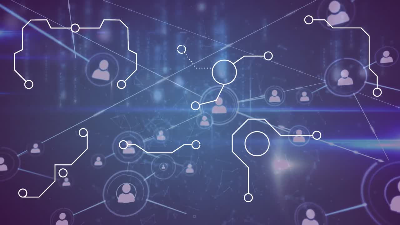 animación de rastros luminosos sobre una red de conexiones sobre fondo negro