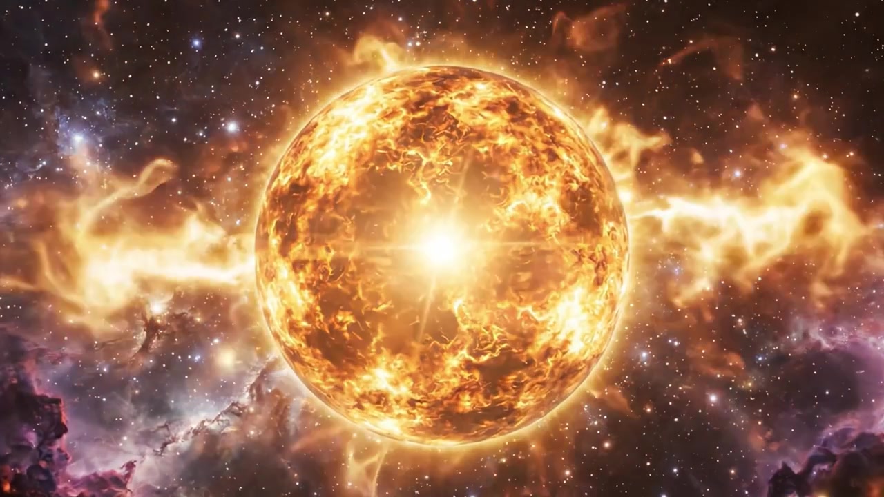 Den majestætiske transformation af himmellegemer: Fra rummets uendelighed til en stjernes strålende kraft skildret i en betagende visuel rejse