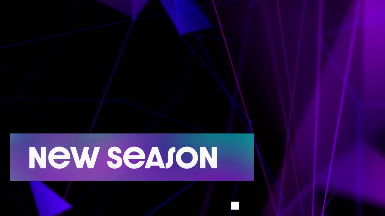animación del texto y las formas de la nueva temporada sobre fondo negro