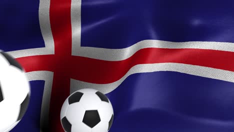 flag of iceland with soccer balls