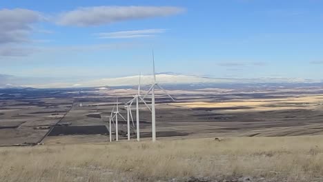 driving by wind turbines down the hill