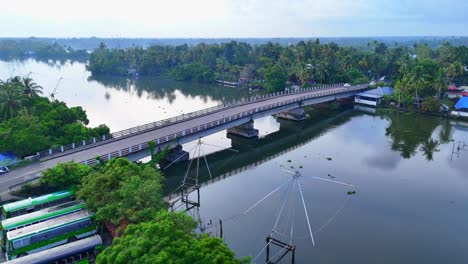 kumbalangi ( cochin) - ezhupunna (alapuzha) bridge, in kerala, god's own country, traditional kerala village life