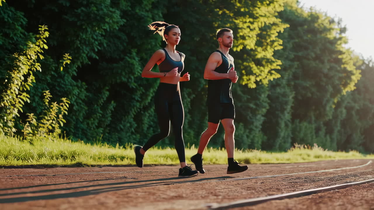 pareja corriendo al aire libre