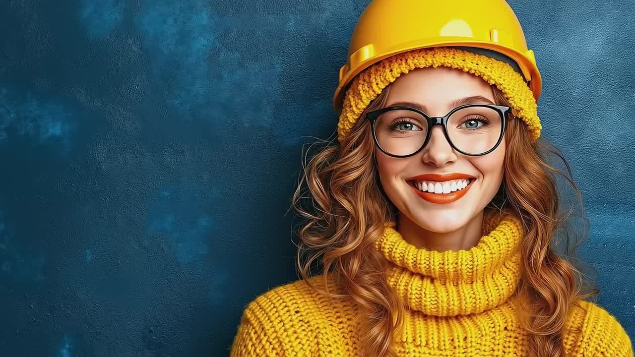 una mujer con un sombrero amarillo y gafas