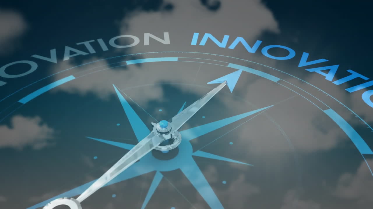 animación de la brújula moviéndose sobre las nubes