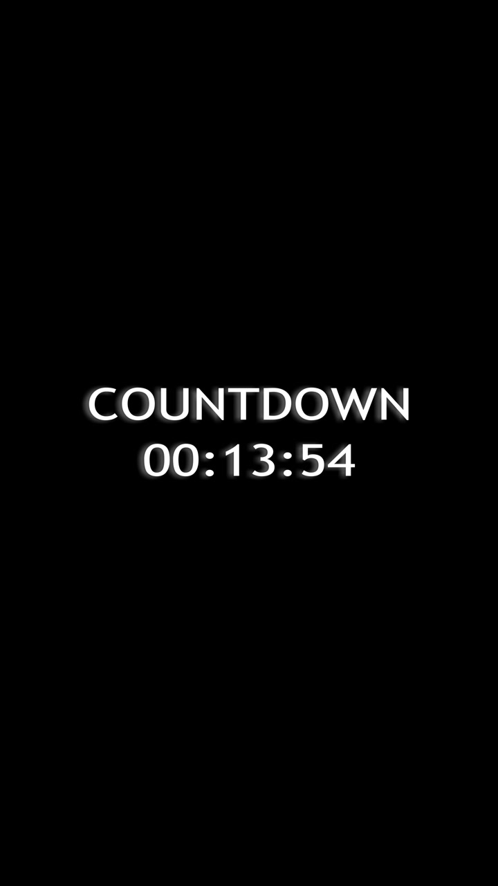 White countdown timer text background with glowing black space bold time display and simple event
