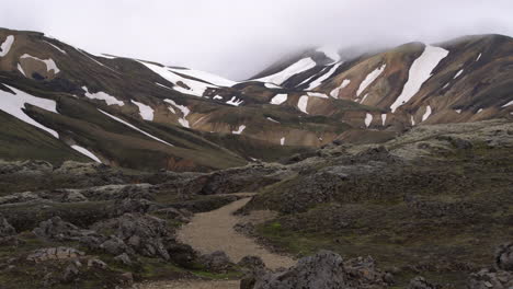 road to landmanalaugar on highlands of iceland.