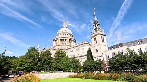 st. paul's cathedral with clear skies and clouds