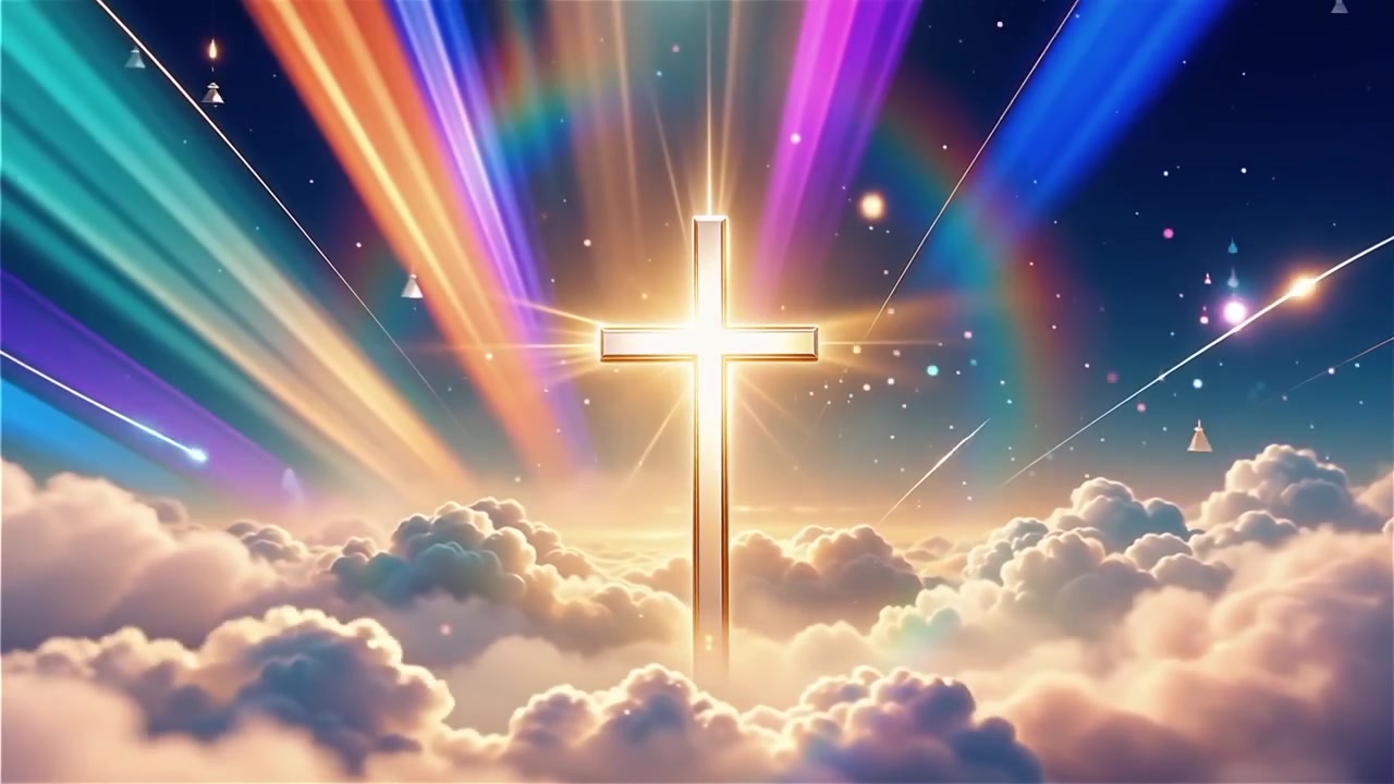 Christian Cross Heavenly Light Worship Background