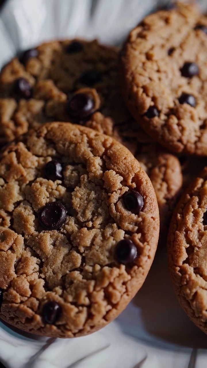 Close-Up of Freshly Baked Chocolate Chip Cookies