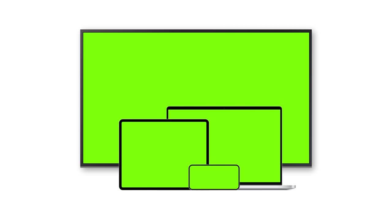 modelos animados: televisor, portátil, tableta y teléfono