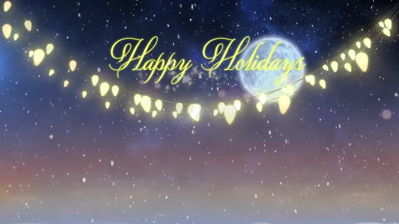 겨울 풍경 위에 행복한 휴일 텍스트의 애니메이션