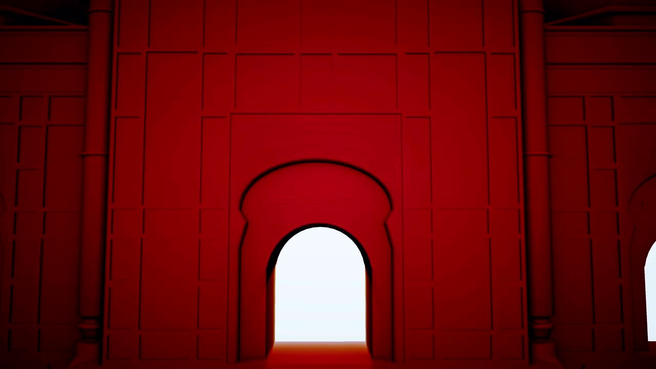 hermosa mezquita y gran luna en el cielo de las estrellas de la noche. ramadan kareem fondo de movimiento islámico. animación 3d.