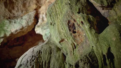 Prehistoric-cave-mud-detail-close-up,-gimbal-movement