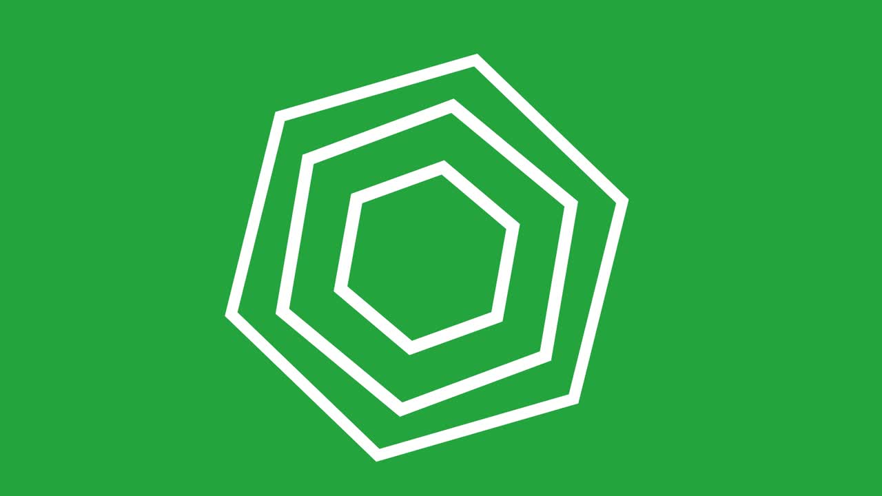 초록색 화면 육각형 모양 회전 모션 그래픽 모양