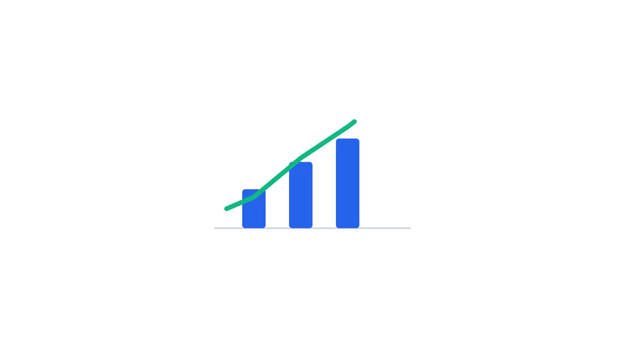 Animated Bar Chart Showing Financial Growth with Rising Trend Line