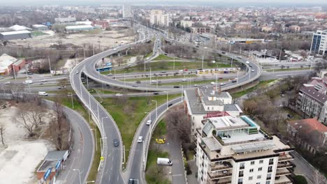 circular traffic drone view