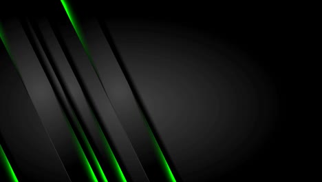 rayas negras abstractas en movimiento con luz de neón verde brillante