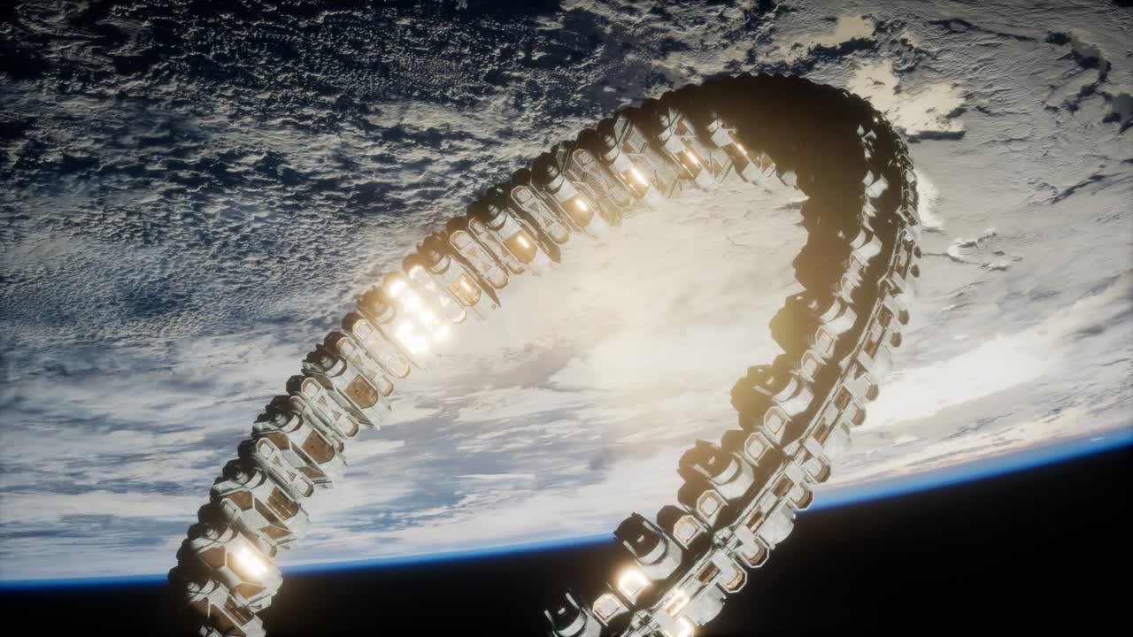estación espacial futurista en órbita terrestre