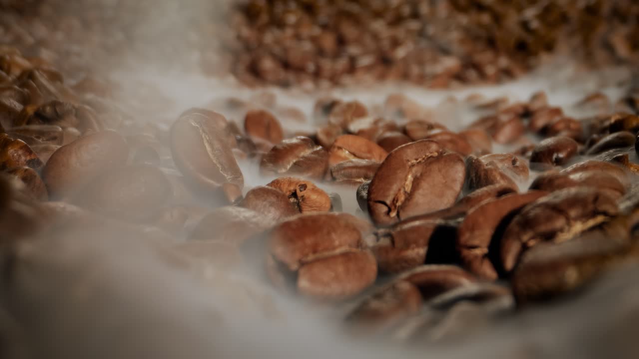 Roasted Coffee Beans with Smoke