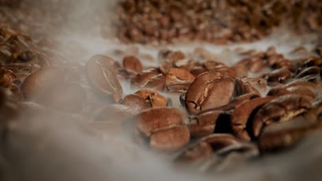 roasted coffee beans with smoke