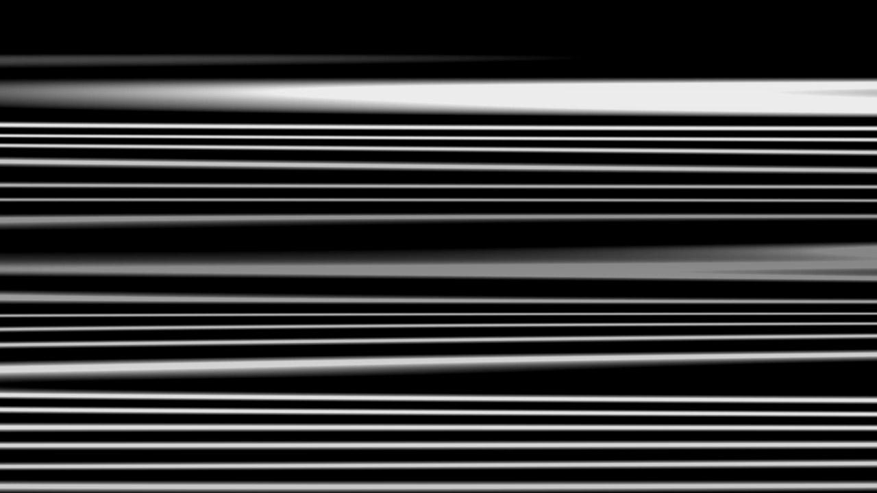 Black and white horizontal bad reception glitch lines on black background seamless loop