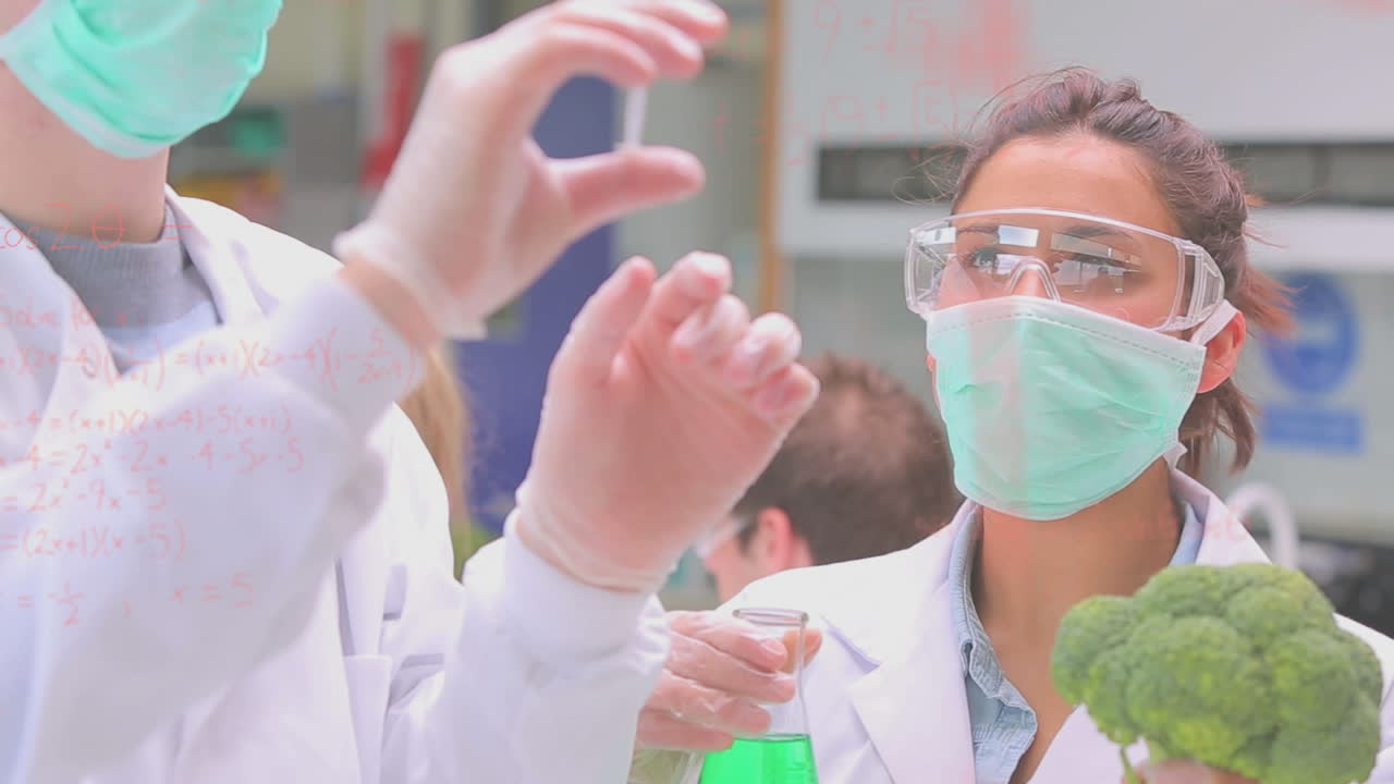 브로콜리를 접종하는 다양한 과학자들에 대한 수학적 방정식의 애니메이션