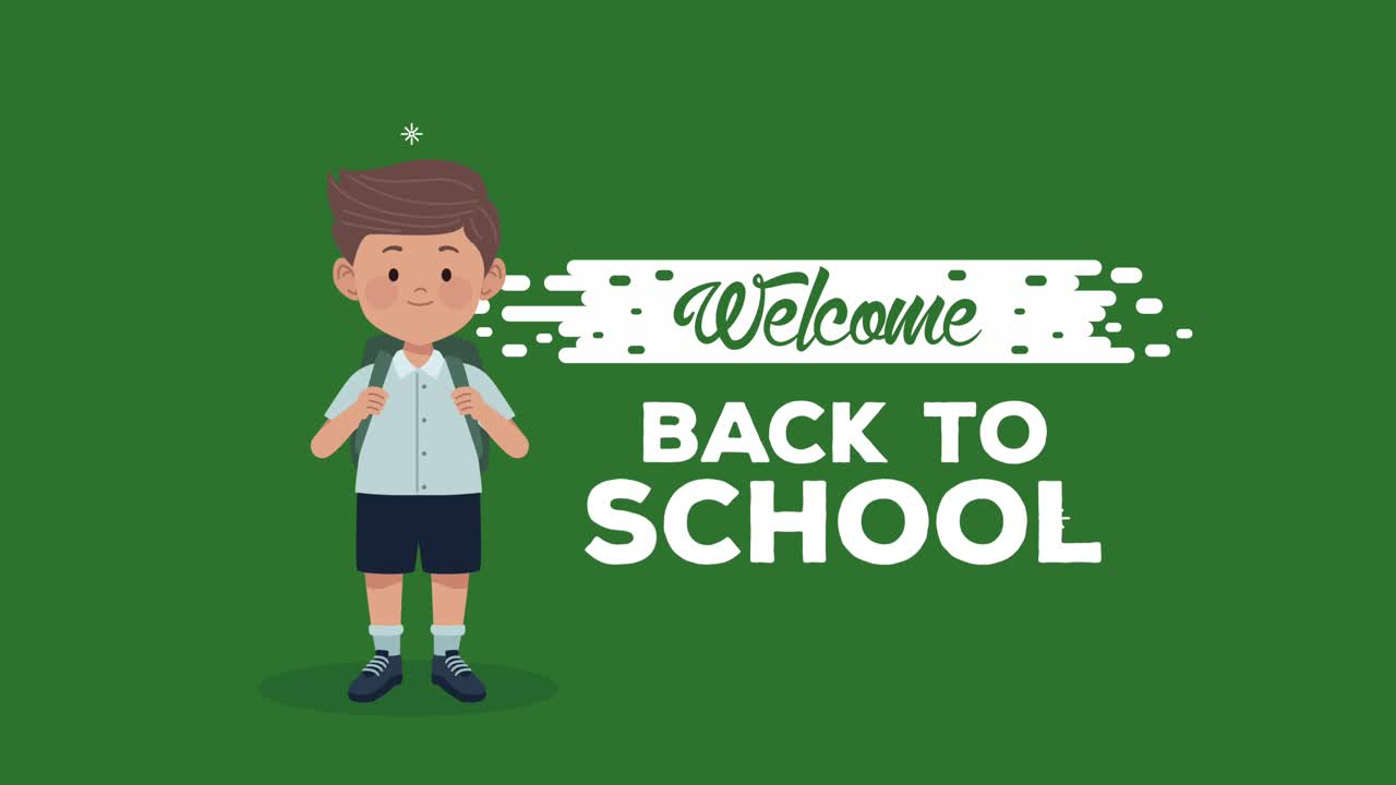 학교로 돌아가는 글자 애니메이션