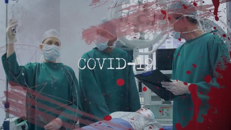 Animation-Von-Covid-19-Text-über-Chirurgen-In-Gesichtsmasken