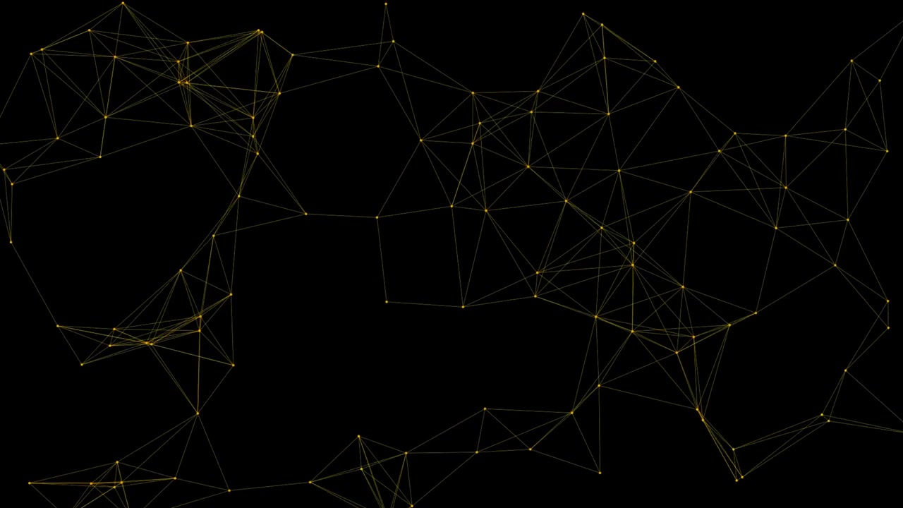 Abstract Gold Network Connections Moving on Black Background