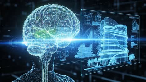 a fascinating exploration of neural networks and architecture: the intersection of brain functionality and technological innovation represented visually