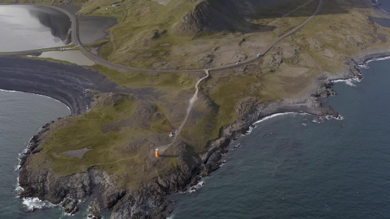 아이슬란드의 krossanesfjall 산맥의 eystrahorn 산 - 공중 드론 샷