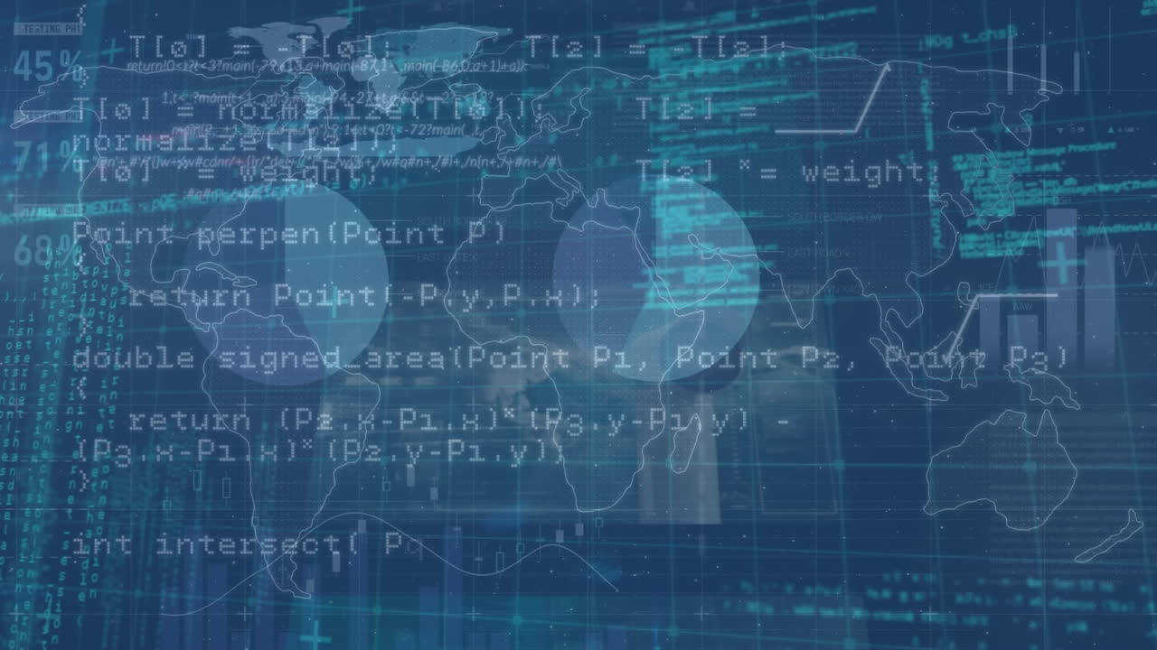 animación del mapa del mundo sobre el procesamiento de datos