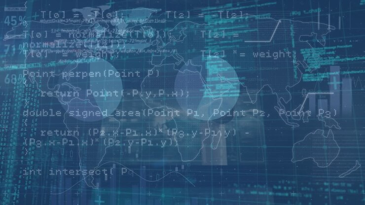 Animation of world map over data processing
