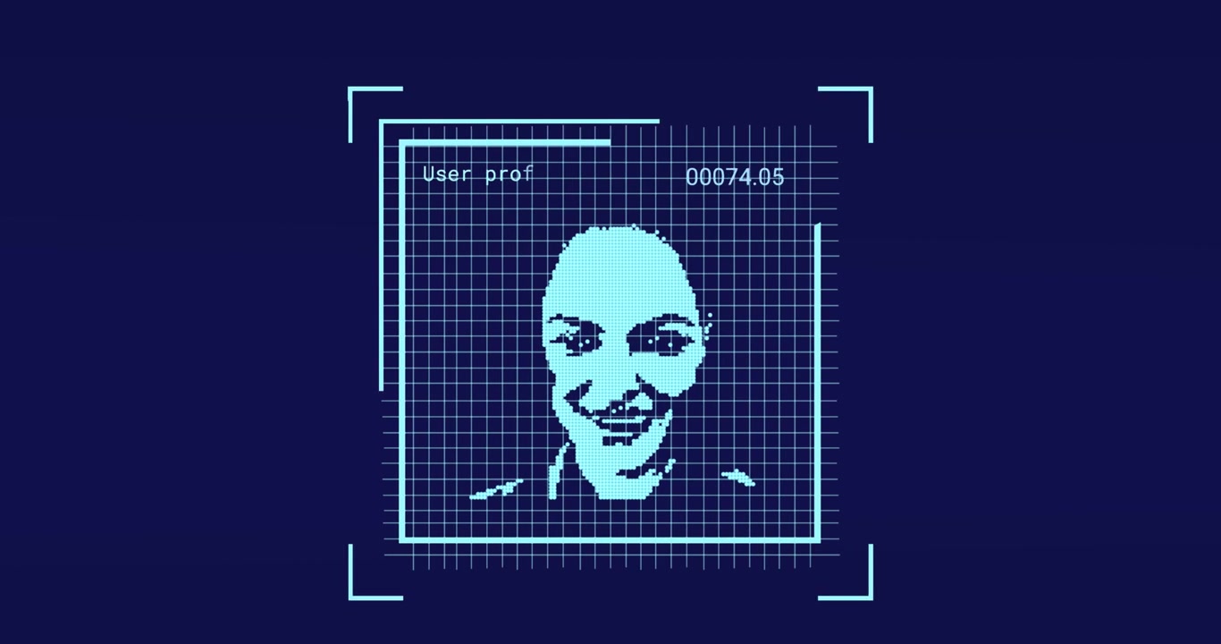 Animazione di icone di persone su sfondo blu.