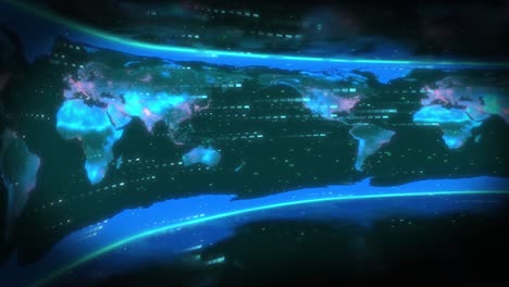 animation of data processing over world map