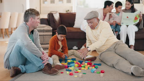 familia, bloques de construcción con un abuelo