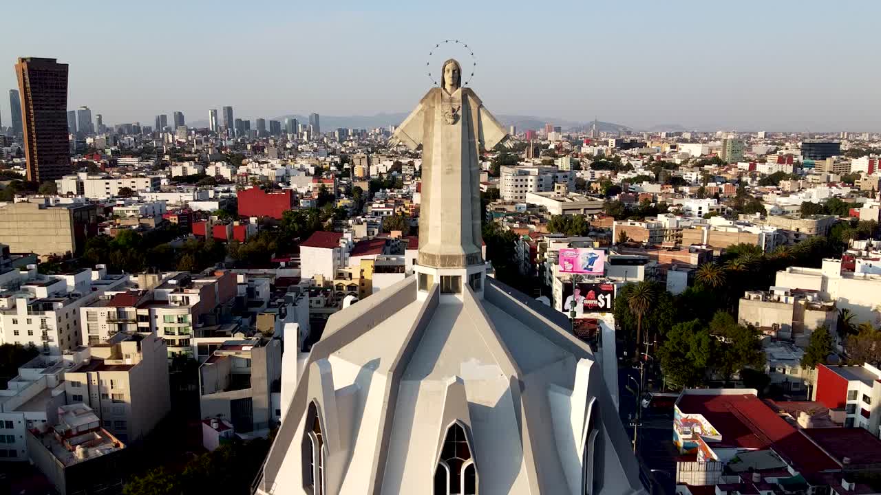 Drone view of Church of Virgen del Transito in Mexico City