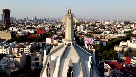 drone view of church of virgen del transito in mexico city